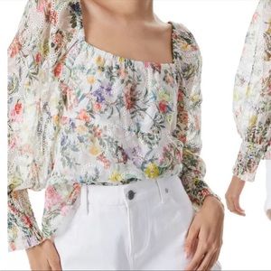 ALICE + OLIVIA Rowa Smocked Eyelet Top Sz. L